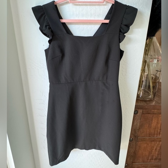 Sam Edelman Black Mini Dress Ruffled Sleeves - Picture 1 of 4
